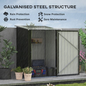 English Elm Outsunny Galvanized Steel Lean to Outdoor Storage Shed with Lockable Ventilated Design W2225P217229