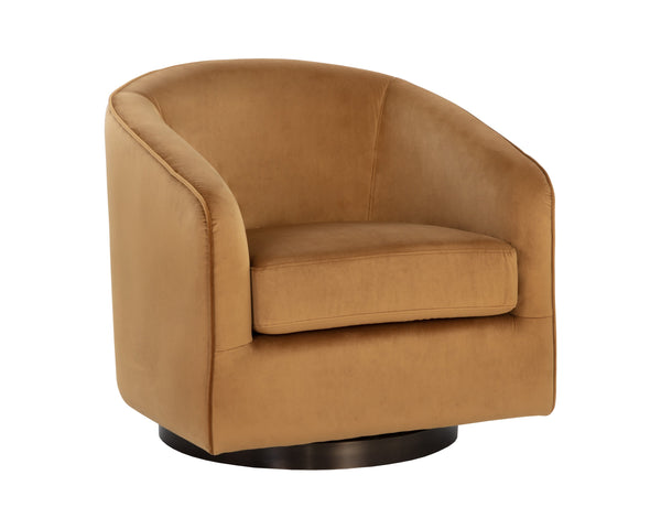 Sunpan Hazel Swivel Lounge Chair - Stylish Barrel Back Design, Perfect for Living Rooms and Offices Dark Bronze