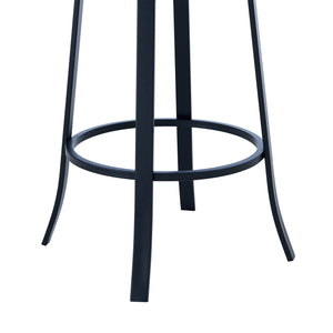 English Elm Julan 26" Counter Height Barstool in Gray Faux Leather with Tall Back, Matte Black Frame, Floor Protectors B2736P354378