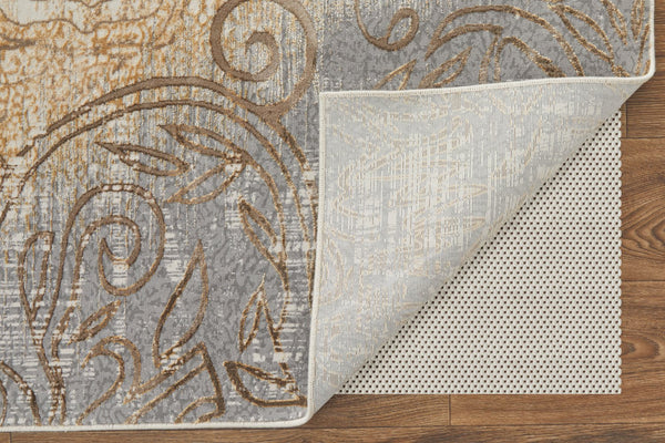 Feizy Rugs Celene Vintage-inspired Medallion Scroll Rug In Warm Neutral Palette - Timeless Elegance For Your Home Silver,Tan,Gray Viscose,Polyester Cel39l1fbgegryh00