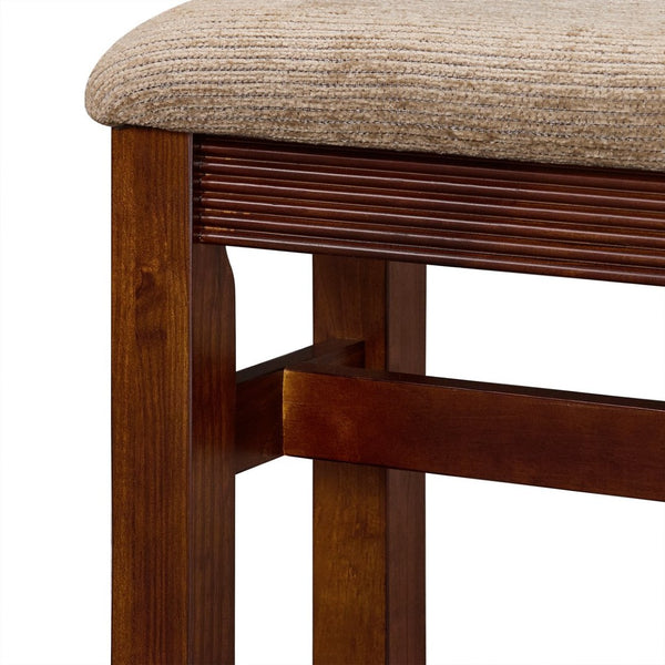English Elm Fluted Counter Height Dining Set Narrow Bar Console with Upholstered Stool Retro Wood Walnut W1202P330890
