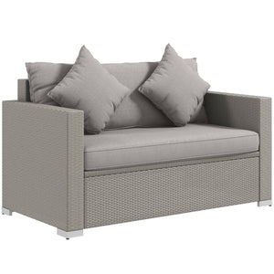 English Elm Outsunny Stylish Outdoor Wicker Loveseat With Cushions, Comfortable 2-Seat Sofa For Patio & Garden W2225P174003-GIGA