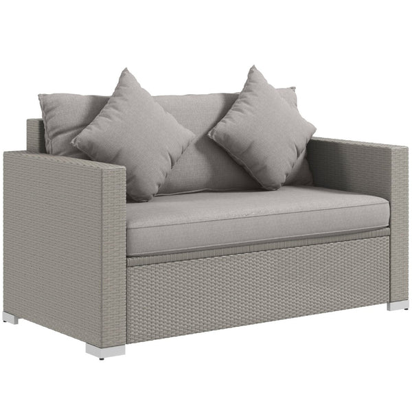 English Elm Outsunny Stylish Outdoor Wicker Loveseat With Cushions, Comfortable 2-Seat Sofa For Patio & Garden W2225P174003-GIGA