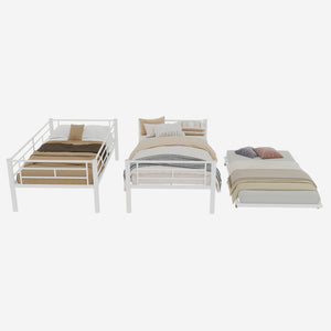 English Elm Heavy-duty Metal Twin over Twin Bunk Bed with Noise-Reducing Design, Safety Rail, Ladder, 350lb Capacity White W1935P300342