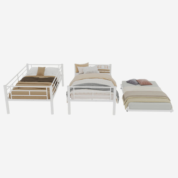 English Elm Heavy-duty Metal Twin over Twin Bunk Bed with Noise-Reducing Design, Safety Rail, Ladder, 350lb Capacity White W1935P300342