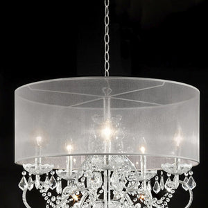 English Elm 31.5" Elegant Evangelia Ceiling Lamp – Silver Polished Chrome, Crystal Accents, LED/CFL Ready B072116233