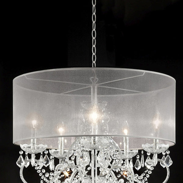 English Elm 31.5" Elegant Evangelia Ceiling Lamp – Silver Polished Chrome, Crystal Accents, LED/CFL Ready B072116233