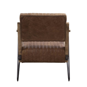 English Elm Cocoa Top Grain Leather Accent Chair with Full Foam Comfort, Tight Cushions & Matt Iron Legs B062P209154