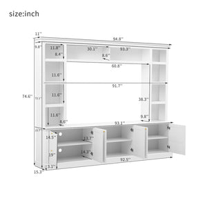 English Elm All-in-one Modern Entertainment Center with Bookcase Shelves for Living Room Display White N710S688101K