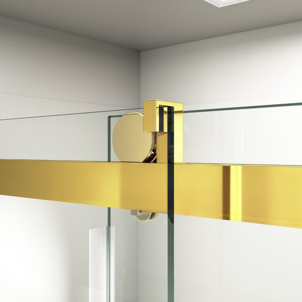 English Elm Top Rail with Buffer Gold Polished Finish Frameless Shower Door Sliding Track W1920P457919
