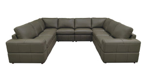 English Elm Large Square Arm Leather Match Modular Sectional for Spacious Living Rooms Olive Green B2748S00146