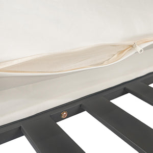 English Elm 57" Outdoor Patio Daybed with Retractable Sunshade Canopy, Rattan Accents, Water-Repellent Fabric, Durable Iron Frame Beige N719Z000150A