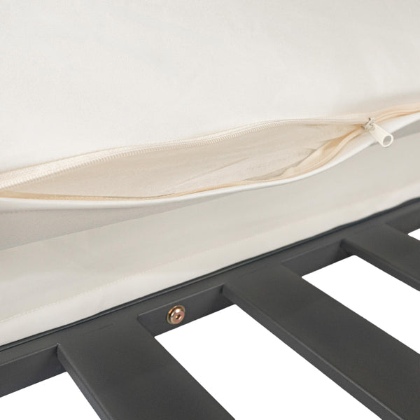 English Elm 57" Outdoor Patio Daybed with Retractable Sunshade Canopy, Rattan Accents, Water-Repellent Fabric, Durable Iron Frame Beige N719Z000150A