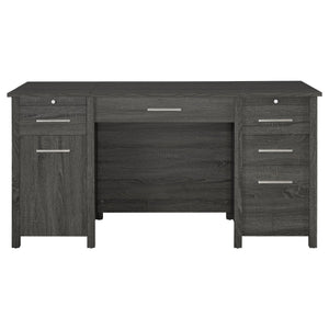 English Elm Rayna Weathered Grey Lift-Top 4-Drawer Office Desk with Easy-Glide Storage and Brushed Zinc Hardware B062P351423