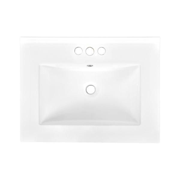 English Elm 24'' Modern Bathroom Vanity with Ceramic Basin, Solid Wood Frame, Soft-Close Doors, Ample Storage Green N710P190503F
