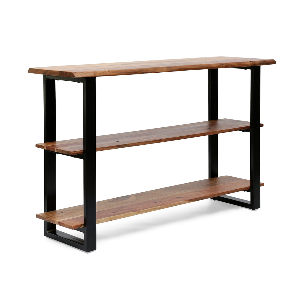 English Elm Christopher Knight Home® - MEDIA Console Table Natural Acacia & Iron Frame, Handcrafted Modern Industrial Etagere for TV Storage 69053.00