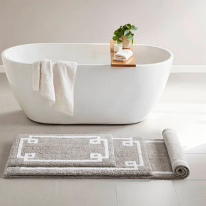 JLA Home Madison Park - Cotton Tufted Bath Rug with Plush Medium Pile, Skid-Resistant Backing, OEKO-TEX Certified Comfort Grey MP72-3606