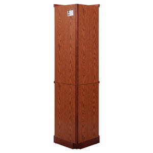 English Elm 6 Shelf Lighted Corner Curio Cabinet with Adjustable Tempered Glass Shelves, Acrylic Mirror Back, Solid Wood Frame Cherry W1693P170931