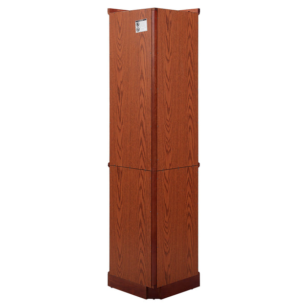 English Elm 6 Shelf Lighted Corner Curio Cabinet with Adjustable Tempered Glass Shelves, Acrylic Mirror Back, Solid Wood Frame Cherry W1693P170931