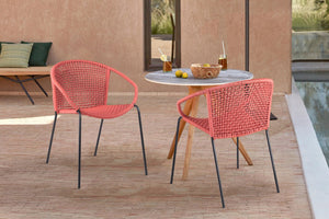 English Elm Quilla Brick Red Stackable Steel Dining Chair Set of 2 — Woven Rope, Weatherproof, No Assembly, 250 lb Capacity B2736P354317