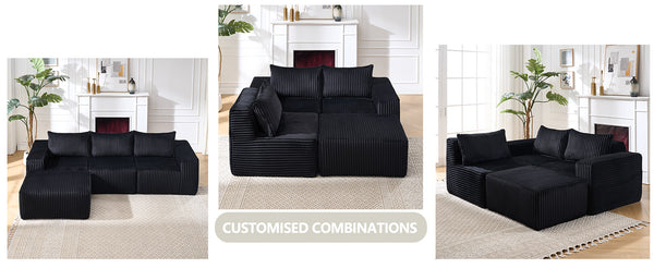 English Elm Modern Minimalist Modular Sectional Sofa – L-Shape Cloud Couch With Right-Facing Chaise For Comfort W2959S00010