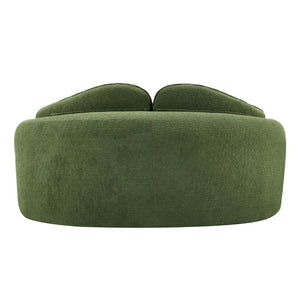 English Elm Curved Two Seat Chenille Sofa Sculptural Wave Design for Studio and Small Living Rooms Green W3612P422592