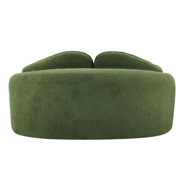 English Elm Curved Two Seat Chenille Sofa Sculptural Wave Design for Studio and Small Living Rooms Green W3612P422592