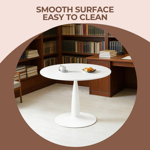 English Elm Round Tulip Pedestal Dining Table Golden Metal Base Modern Bistro for Apartments W3766P456439