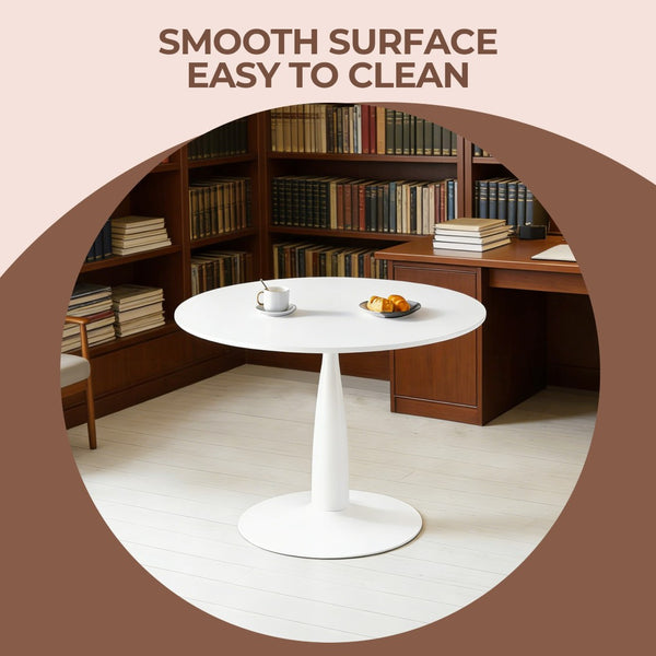 English Elm Round Tulip Pedestal Dining Table Golden Metal Base Modern Bistro for Apartments W3766P456439