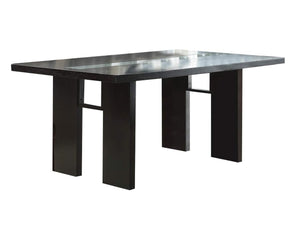 English Elm Contemporary 66" Rectangle Dining Table with Tempered Beveled Glass Top Espresso Finish Seats 6 Modern U-Shaped Support Hardwood Legs B011P207144