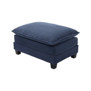 English Elm United We Win Modular Corduroy Sectional with Ottoman Low Profile Living Room Couch Navy W1568S00261