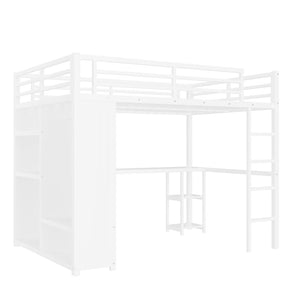 English Elm Metal Twin Xl Loft Bed with L Shaped Desk Wardrobe and Storage for Teens W1580S00401