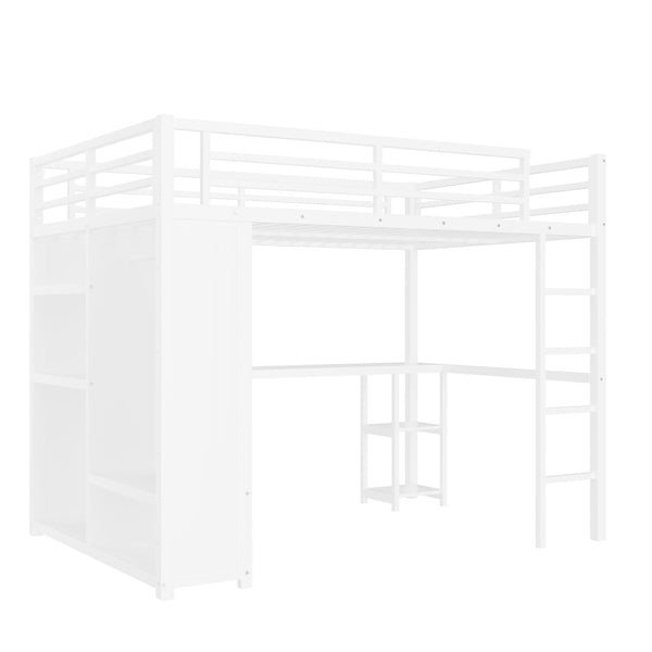 English Elm Metal Twin Xl Loft Bed with L Shaped Desk Wardrobe and Storage for Teens W1580S00401