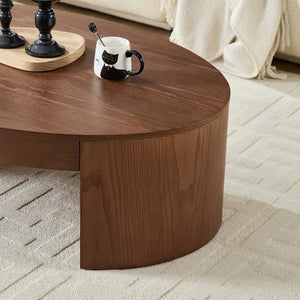 English Elm Modern Oval Mdf Coffee Table with Drawer Natural Matte Finish for Living Rooms Walnut W2085P399021