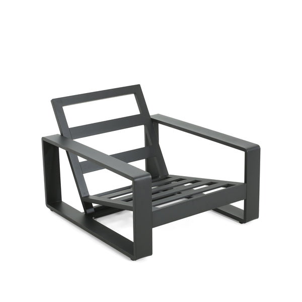 English Elm Christopher Knight Home® - La Plata Aluminum Lounge Chair - Modern Ergonomic Design With Grey Cushion For Indoor/Outdoor Comfort N775P211257B