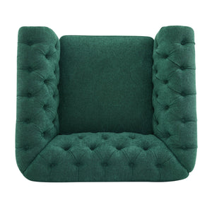 English Elm Christopher Knight Home® - Chesterfield Swivel Club Chair with Deep Button Tufting, Nailhead Trim, 360° Metal Swivel Comfort Dark Green 39.25 L x 33.85 W x 27.85 H N776P195601T
