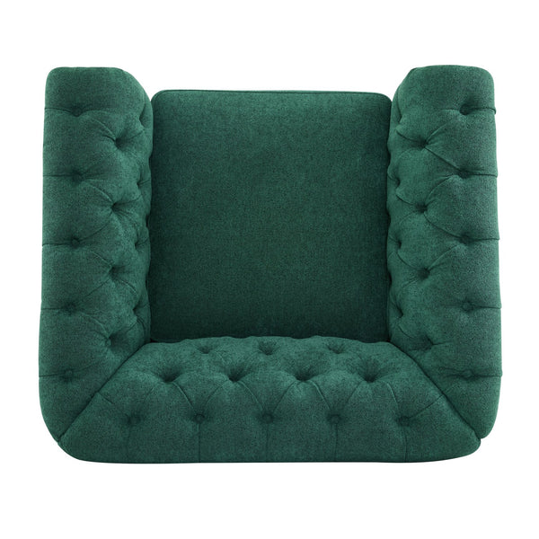 English Elm Christopher Knight Home® - Chesterfield Swivel Club Chair with Deep Button Tufting, Nailhead Trim, 360° Metal Swivel Comfort Dark Green 39.25 L x 33.85 W x 27.85 H N776P195601T