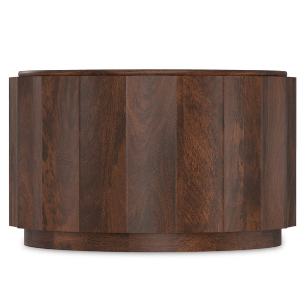 English Elm Trenton Round Mango Wood Coffee Table Handcrafted Drum Silhouette for Living Rooms B136P429101