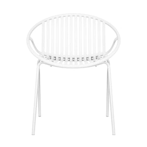 English Elm Christopher Knight Home® - Patio Ergonomic Stackable Dining Chairs with Breathable Cutout Backs, Metal Legs, 300lb Capacity White N768P192555W