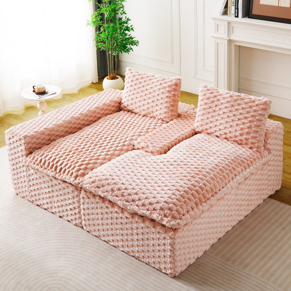 English Elm Pink Turtle Velvet Sofa: Convertible Chaise Lounge For Cozy Living, Seats 3 With Plush Comfort! W3371S00029-GIGA