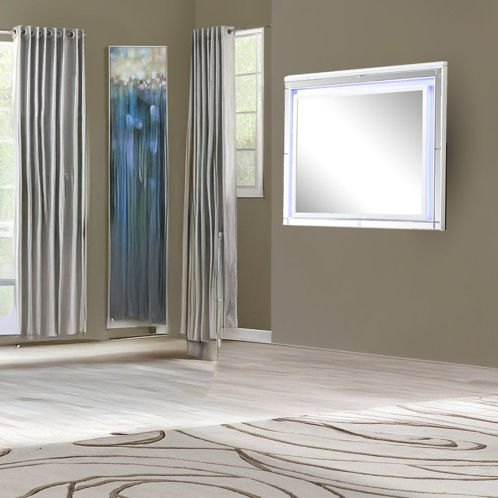 English Elm Sterling Led Mirror In Elegant White Wood Frame - Perfect For Bathrooms, Bedrooms & Dressing Areas G150108474-GIGA