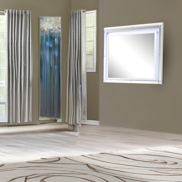 English Elm Sterling Led Mirror In Elegant White Wood Frame - Perfect For Bathrooms, Bedrooms & Dressing Areas G150108474-GIGA