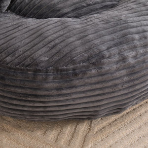 English Elm Bean Bag Sofa Oversized Corduroy Floor Lounge Chair with Armrests Pillows Foam Fill Dark Gray W395P426814