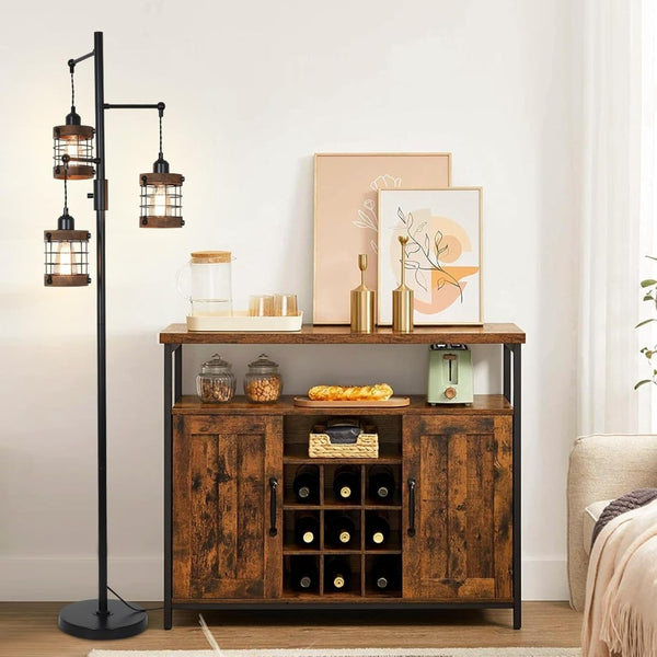 English Elm Arc Floor Lamp Solid Wood Iron Shade Dimmable Led Industrial Farmhouse Living Room W2738P448446