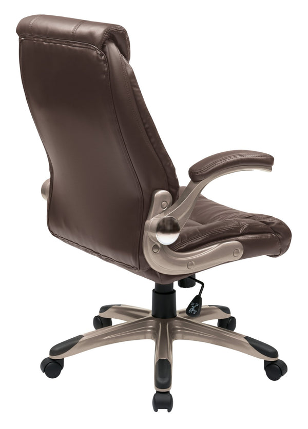 OSP Home Furnishings Faux Leather Mid Back Manager Chair with Lumbar Support and Pneumatic Height Adjust FLH24981-U1