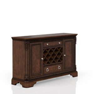 English Elm Mahogany Elegant Traditional Server with Wine Storage, 2 Cabinets & 2 Drawers, Solid Wood Finish B2699P208932