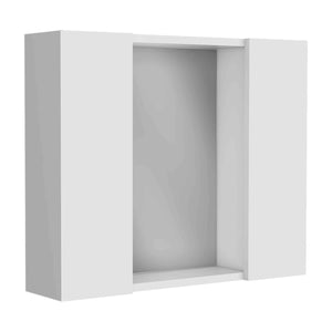 English Elm Artemisa Medicine Cabinet Double Door Mirror with 6 Shelves, Space-Saving White 20.1"x22.8" B20091821