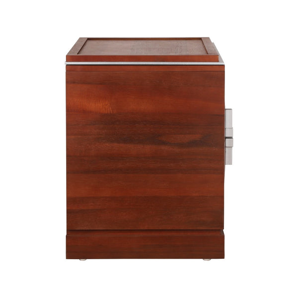 English Elm Mid-century Modern Nightstand with Diamond Geometric Drawers and Heavy Duty Wood Base Dark Brown N761P324094N