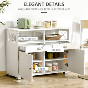 English Elm Homcom Versatile Buffet Cabinet With Large Tabletop, Organized Storage & Adjustable Shelving, White W2225P217407