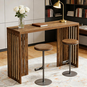 English Elm Bar Table Two Tier Industrial Metal Frame Open Shelf Home Kitchen Entertaining Stand T3971P450247